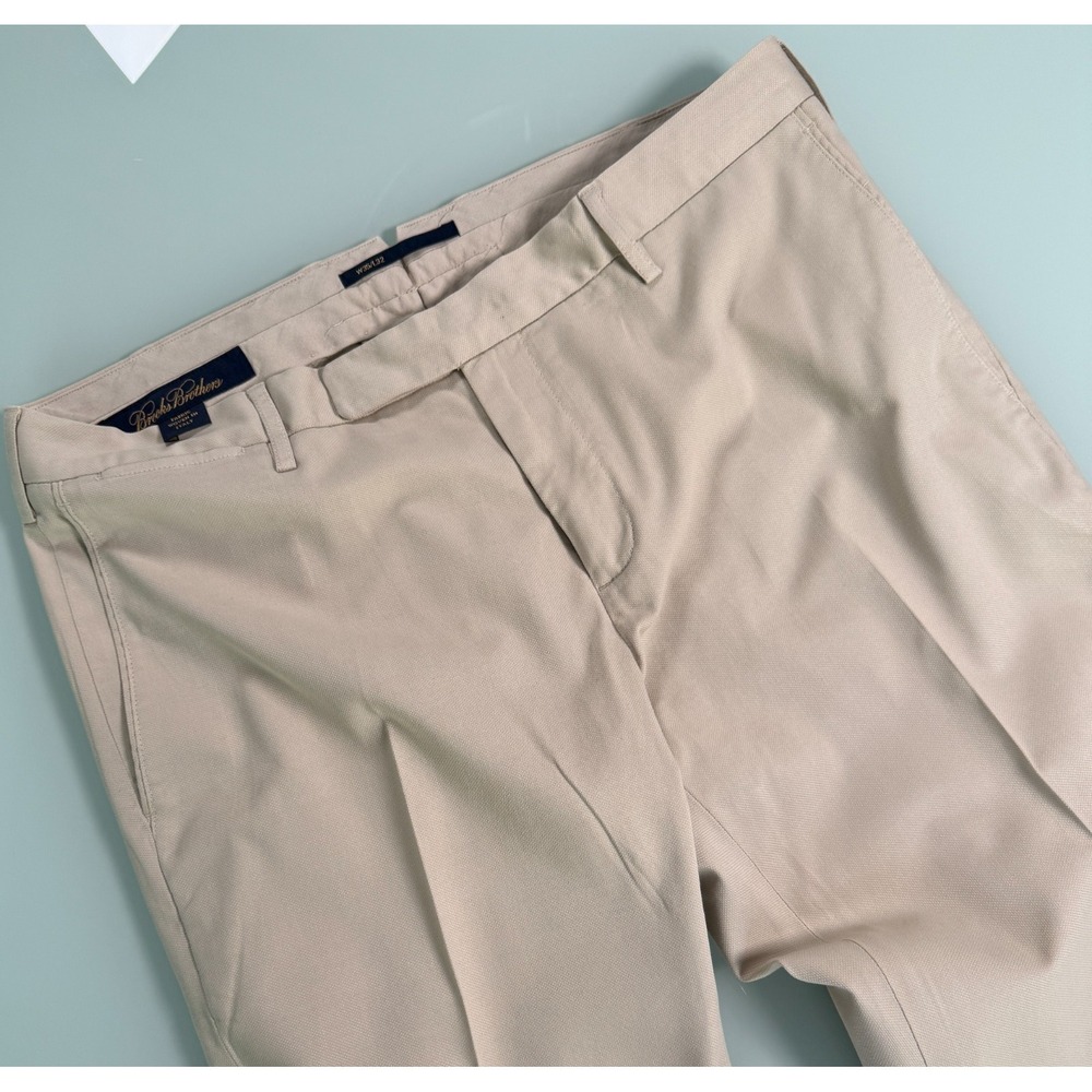 Brooks Brothers Flat Front Chino Trousers Mens 35x33 Khaki Preppy